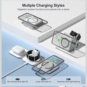 3-in-1 Wireless Charging Station for multiple devices travel Nano phone Watch
